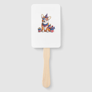 Patriotic Welsh Corgi Dog Pup 4. Juli Fächer