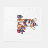 Patriotic Welsh Corgi Dog Pup 4. Juli Fleecedecke (Vorderseite (Horizontal))