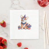 Patriotic Welsh Corgi Dog Pup 4. Juli Serviette (Beispiel)