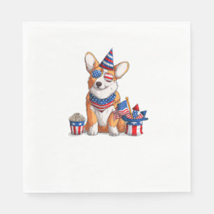 Patriotic Welsh Corgi Dog Pup 4. Juli Serviette