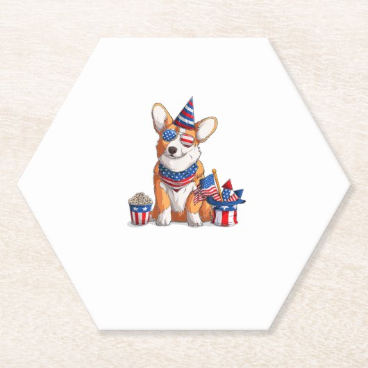 Patriotic Welsh Corgi Dog Pup 4. Juli Untersetzer (Vorderseite)