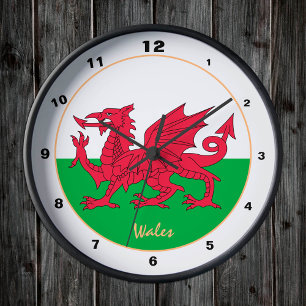 Patriotic Welsh Flag, Wales trendy Zuhause / desig Runde Wanduhr