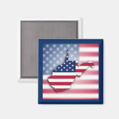Patriotic West Virginia 2" Square Magnet (Vorderseite/Rückseite)