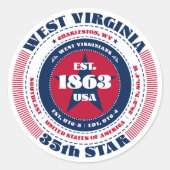 Patriotic West Virginia Circle Design Sticker (Vorderseite)