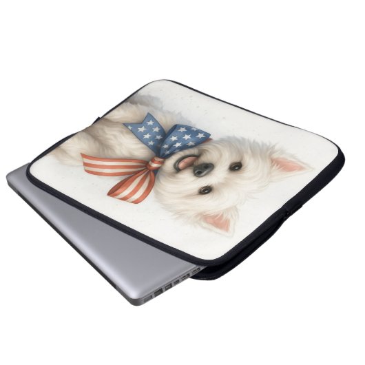 Patriotic Westie Laptopschutzhülle (Vorne Knopf)