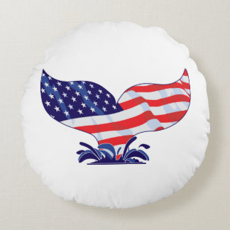 Patriotic Whale Schwanz Rundes Kissen