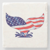 Patriotic Whale Schwanz Steinuntersetzer (Vorderseite)