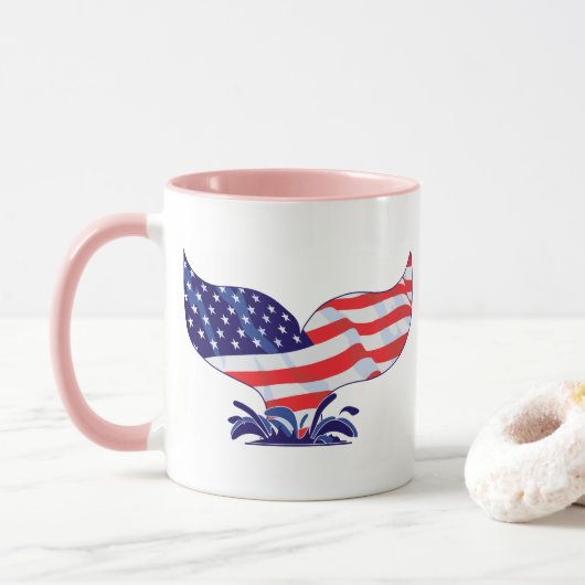 Patriotic Whale Schwanz Tasse (Mit Donut)