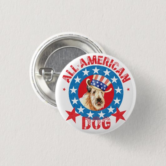 Patriotic Wheaten Button (Vorne & Hinten)