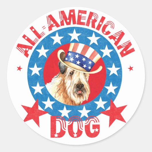 Patriotic Wheaten Runder Aufkleber (Vorderseite)