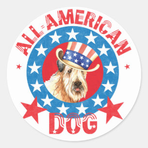 Patriotic Wheaten Runder Aufkleber