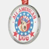 Patriotic Wheaten Silbernes Ornament (Links)