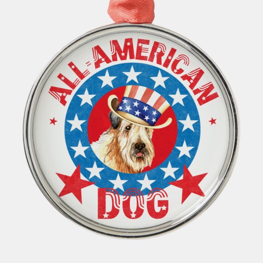 Patriotic Wheaten Silbernes Ornament (Vorne)