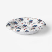 Patriotic Whimsical French Bulldog Red White Blue Pappteller (Gewinkelt)