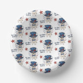 Patriotic Whimsical French Bulldog Red White Blue Pappteller (Vorderseite)