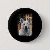 Patriotic White German Shepherd Flag American Usa Button (Vorderseite)