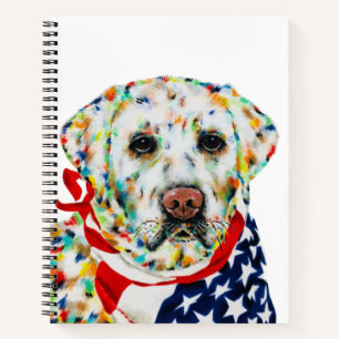 Patriotic White Labrador Notebook 8.5" x 11" Notizblock