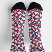 Patriotic White Stars on Red and Blue Stripe Socken (Oben)