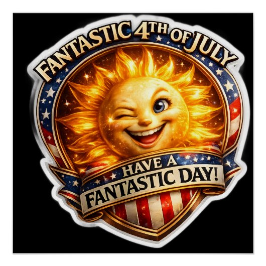 Patriotic winking fourth of July celebration wall  Poster (Vorderseite)