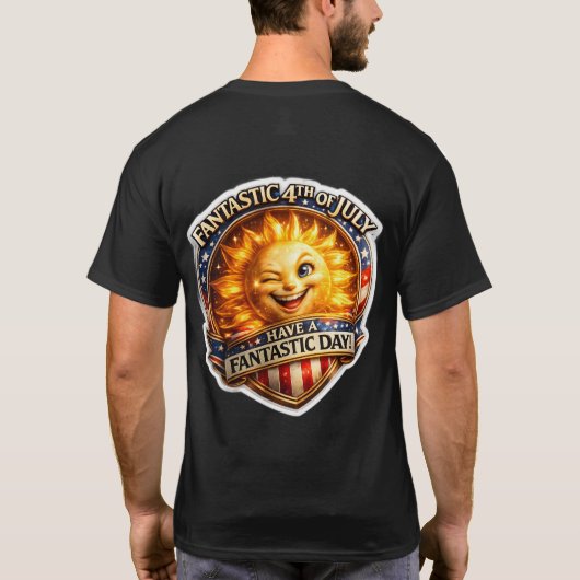 Patriotic winking son fourth of July celebration b T-Shirt (Rückseite)