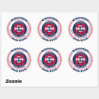 Patriotic Wisconsin Circle Design Sticker