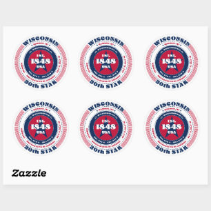 Patriotic Wisconsin Circle Design Sticker