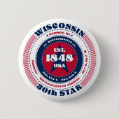 Patriotic Wisconsin Circle mit Staat Details Button (Vorderseite)