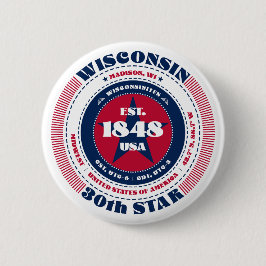 Patriotic Wisconsin Circle mit Staat Details Button