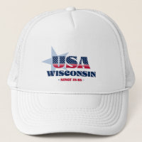 Patriotic Wisconsin Typografie Trucker Hat