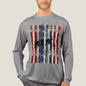 Patriotic Wood Flag Hockey Players  Tri-Blend Shirt (Vorderseite)