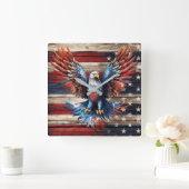 Patriotic Wood Wall Clock Quadratische Wanduhr (Zuhause)