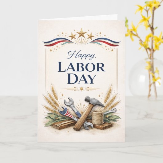 Patriotic Worker Tools Labor Day Karte (Gelbe Blume)