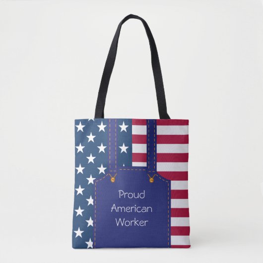 Patriotic Worker USA American Flag Anpassbar Tasche (Vorderseite)