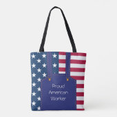 Patriotic Worker USA American Flag Anpassbar Tasche (Rückseite)
