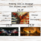 Patriotic Wrapping Paper for Decoupage 3 Sheets  Geschenkpapier Set