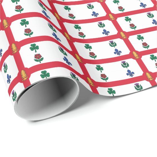 Patriotic wrapping paper with Flag of Montreal Geschenkpapier (Rolleneckpunkt)