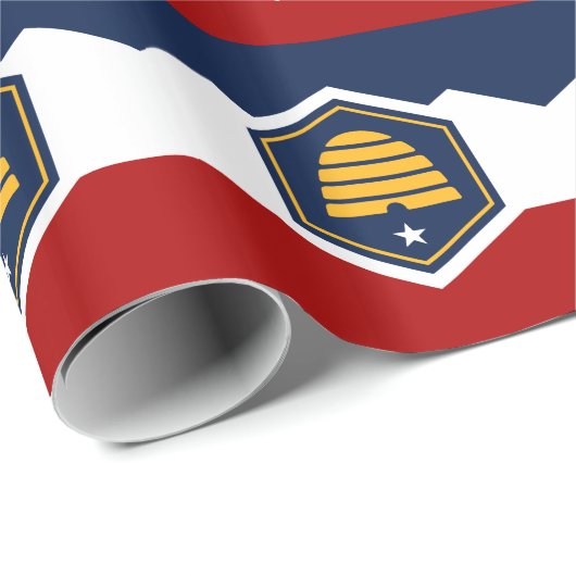 Patriotic wrapping paper with Flag of Utah, USA Geschenkpapier (Rolleneckpunkt)