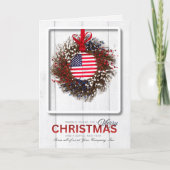 Patriotic Wreath Merry Christmas Wishes Feiertagskarte (Vorderseite)