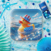 Patriotic Yellow Rubber Duck Pappteller (Party)