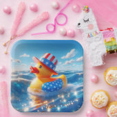 Patriotic Yellow Rubber Duck Pappteller (Party)