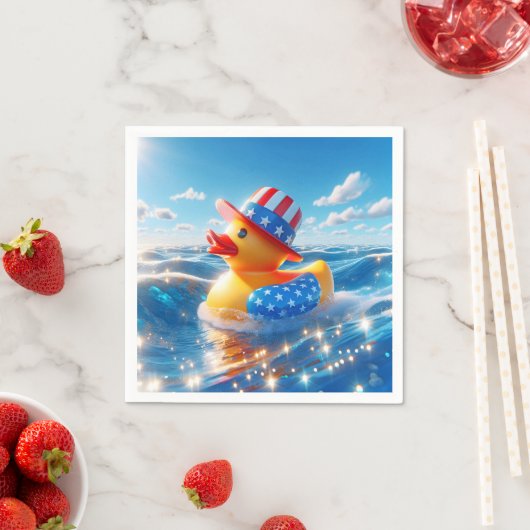 Patriotic Yellow Rubber Duck Serviette (Beispiel)