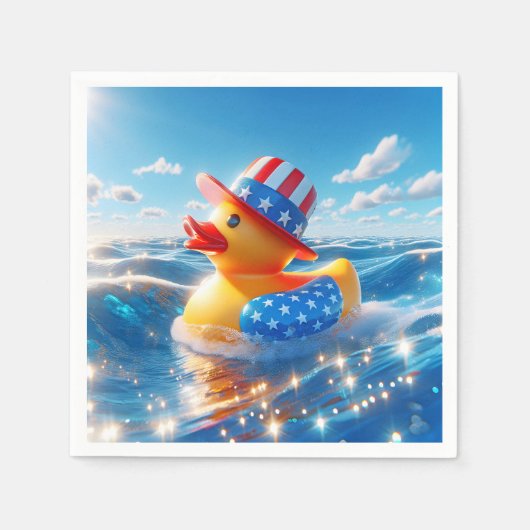 Patriotic Yellow Rubber Duck Serviette (Vorderseite)