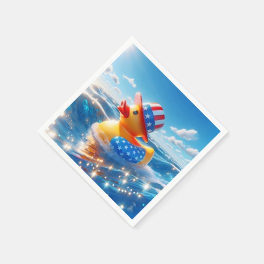 Patriotic Yellow Rubber Duck Serviette (Ecke)