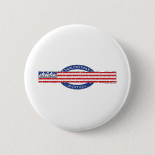 Patriotic Yellowstone Montana Button