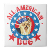 Patriotic Yorkie Fliese (Vorderseite)