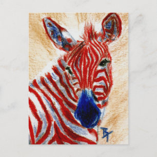 Patriotic Zebra Postcard Postkarte