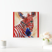 Patriotic Zebra Wall Clock Quadratische Wanduhr (Zuhause)