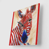 Patriotic Zebra Wall Clock Quadratische Wanduhr (Winkel)