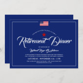 Patriotikamerikaner | Blue Theme Retirement Dinner Einladung (Vorne/Hinten)