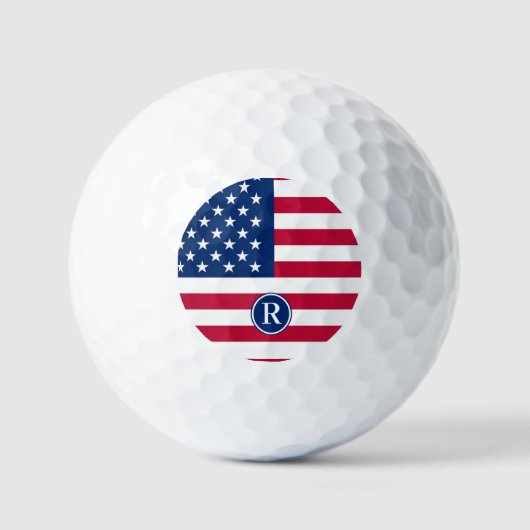 Patriotisch American Red White Blue Custom Monogra Golfball (Vorderseite)